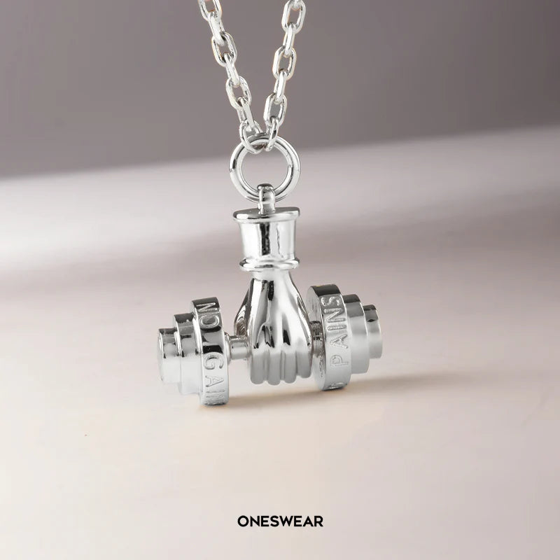 Silver Dumbbell Necklace