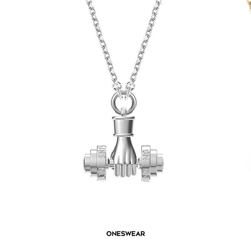 Silver Dumbbell Necklace