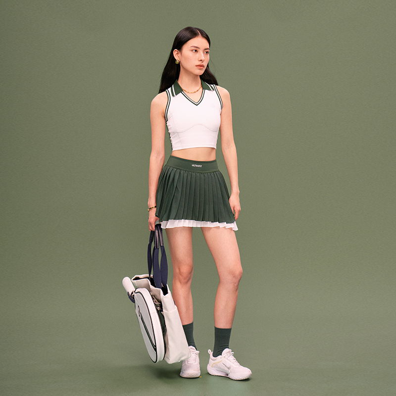Two-Tone White & Green Performance Tank