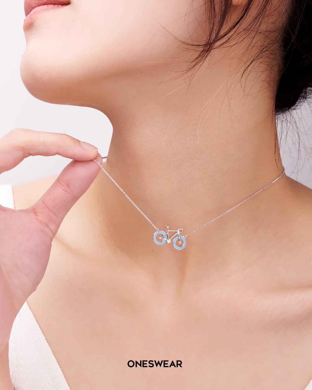 Blue & Silver Bicycle Necklace