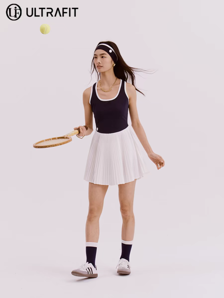 Navy Contrast Tennis Dress