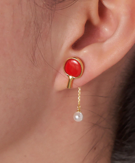 Red Table Tennis Stud Earring (Single)