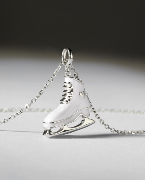 White Ice Skate Necklace
