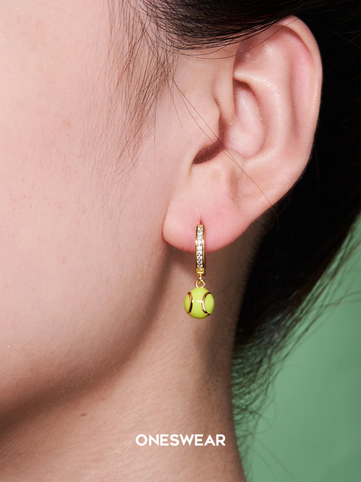 Tennis Ball Earring (single or double)