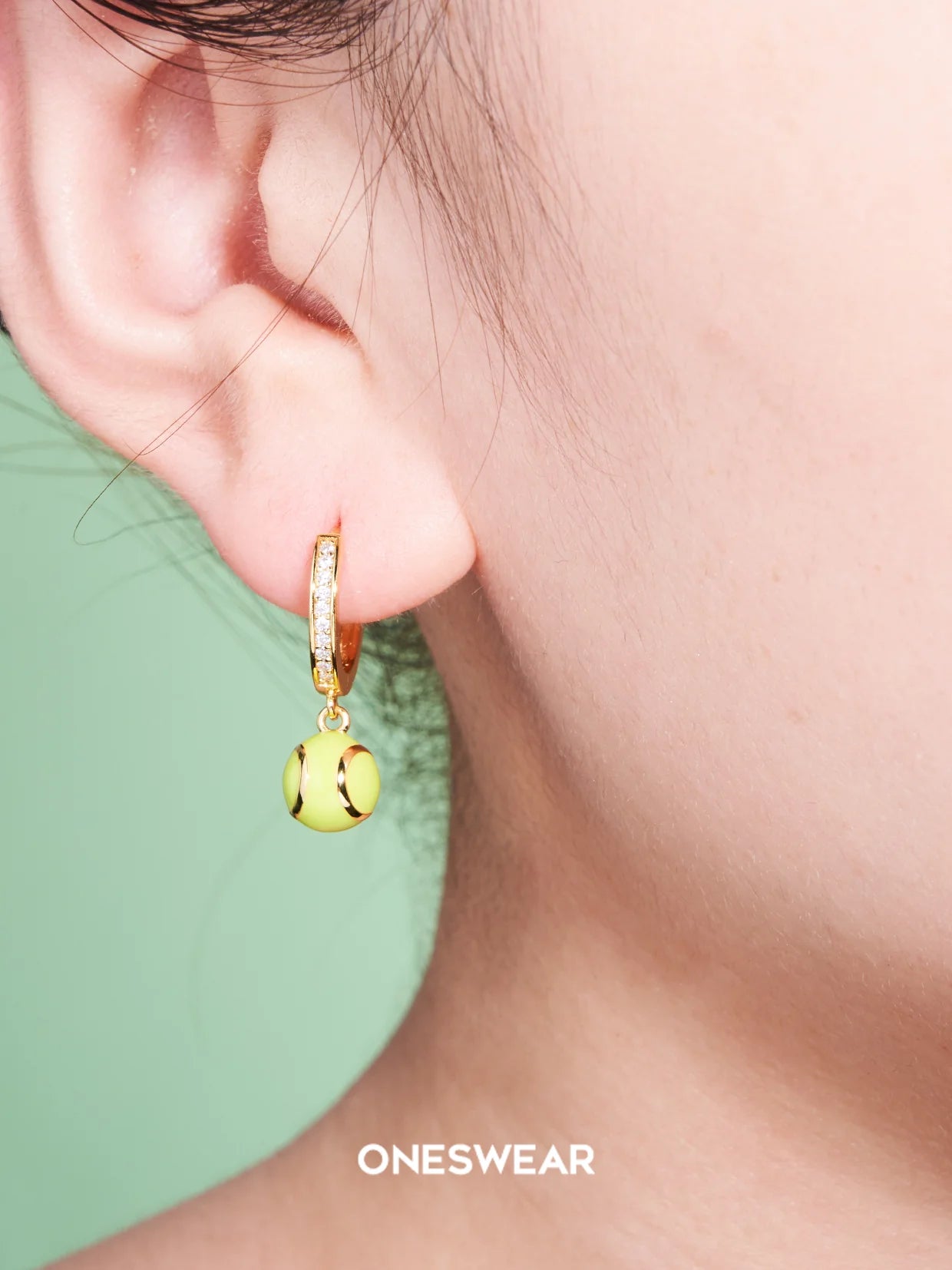 Tennis Ball Earring (single or double)