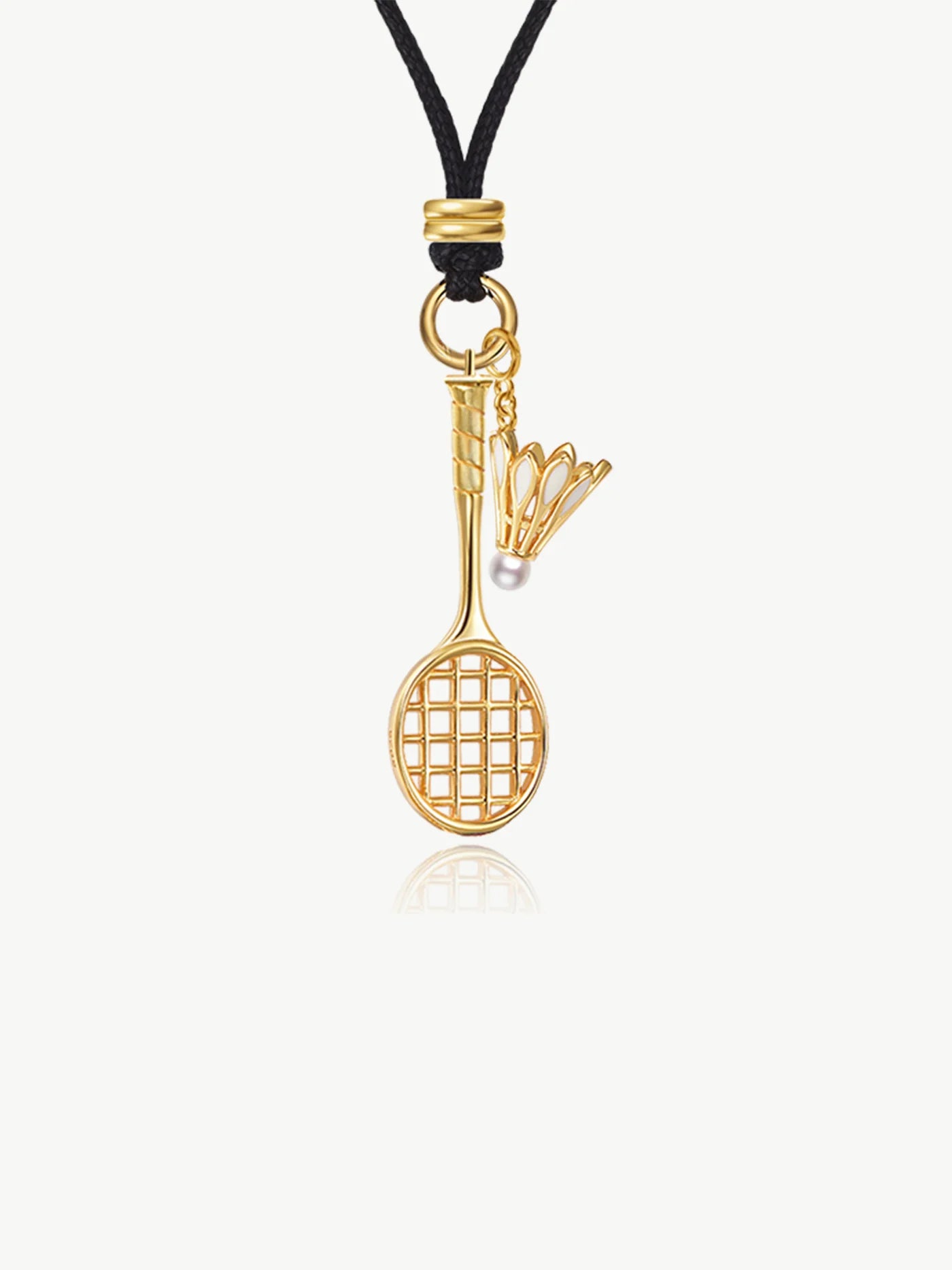 Gold & White Badminton Necklace