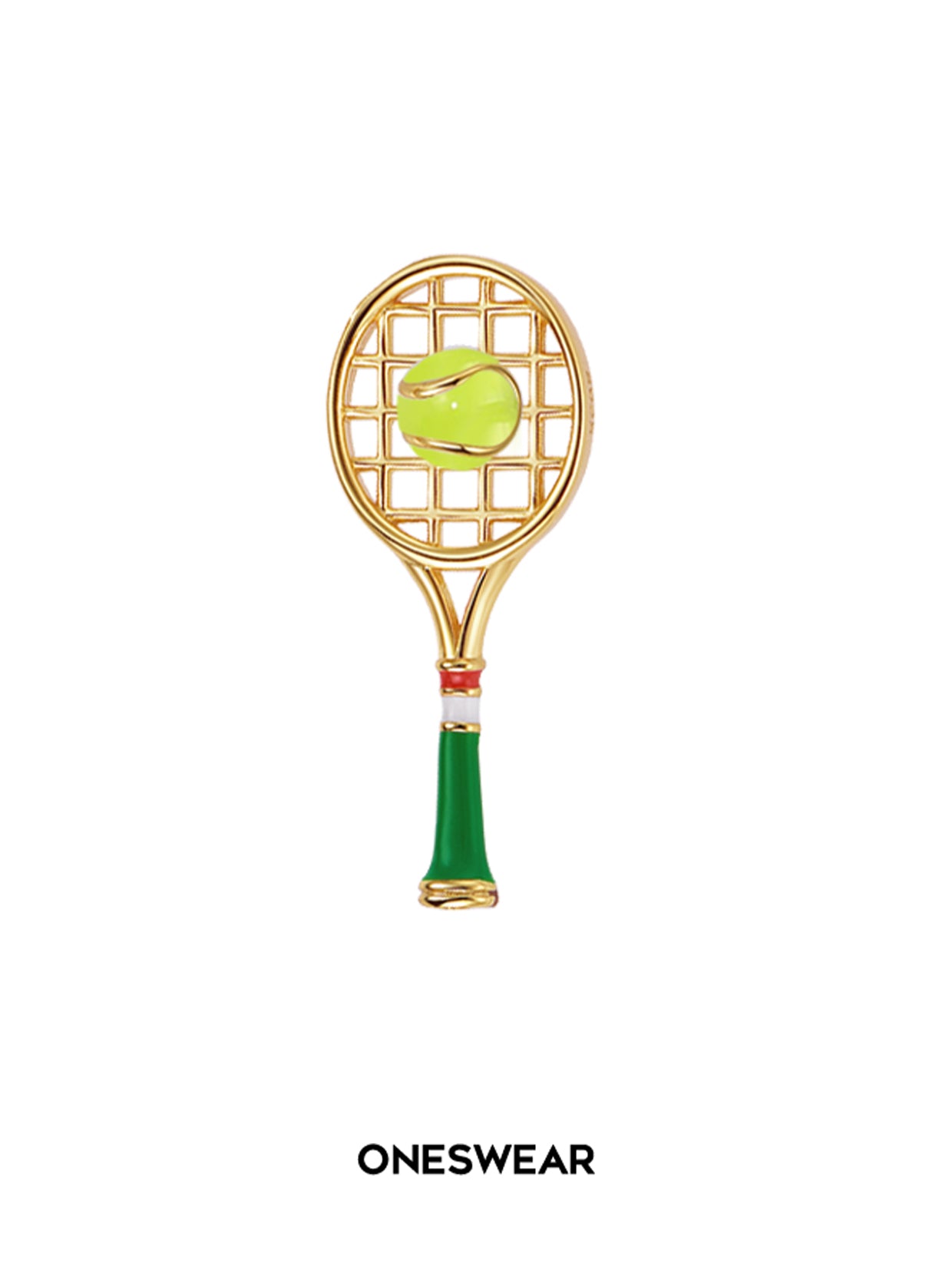 Tennis Racket and Ball Earring Stud (Single)