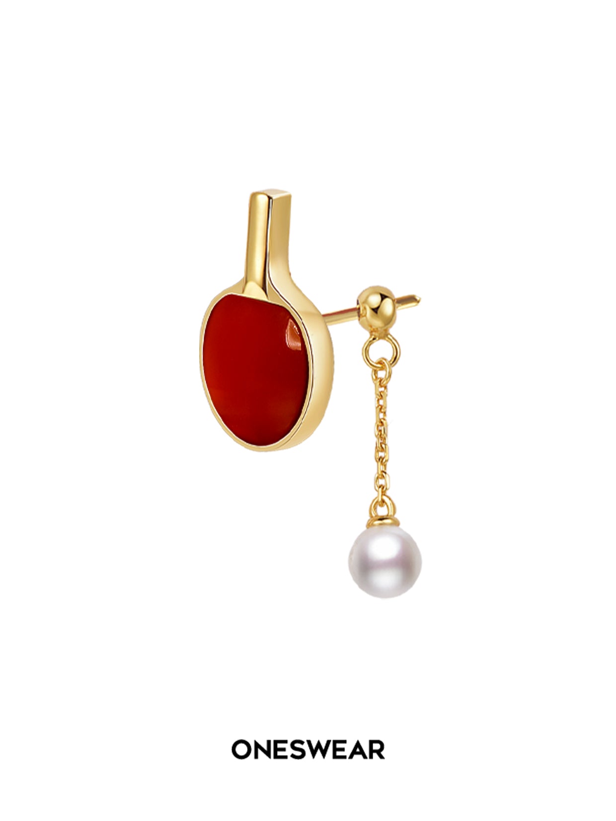 Red Table Tennis Stud Earring (Single)