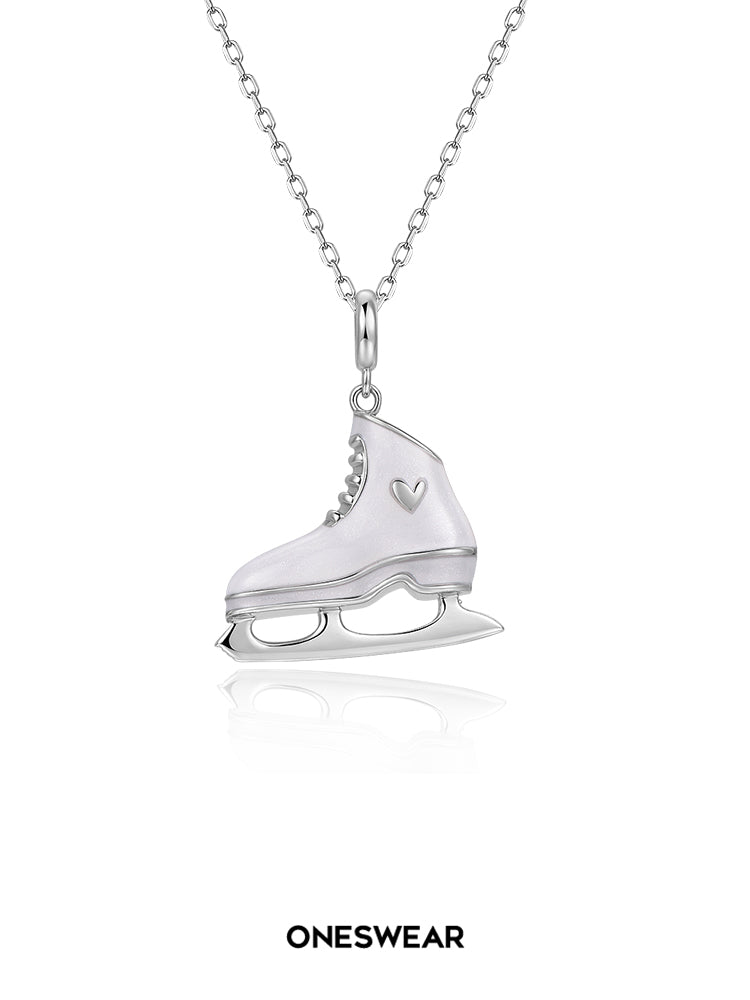 White Ice Skate Necklace
