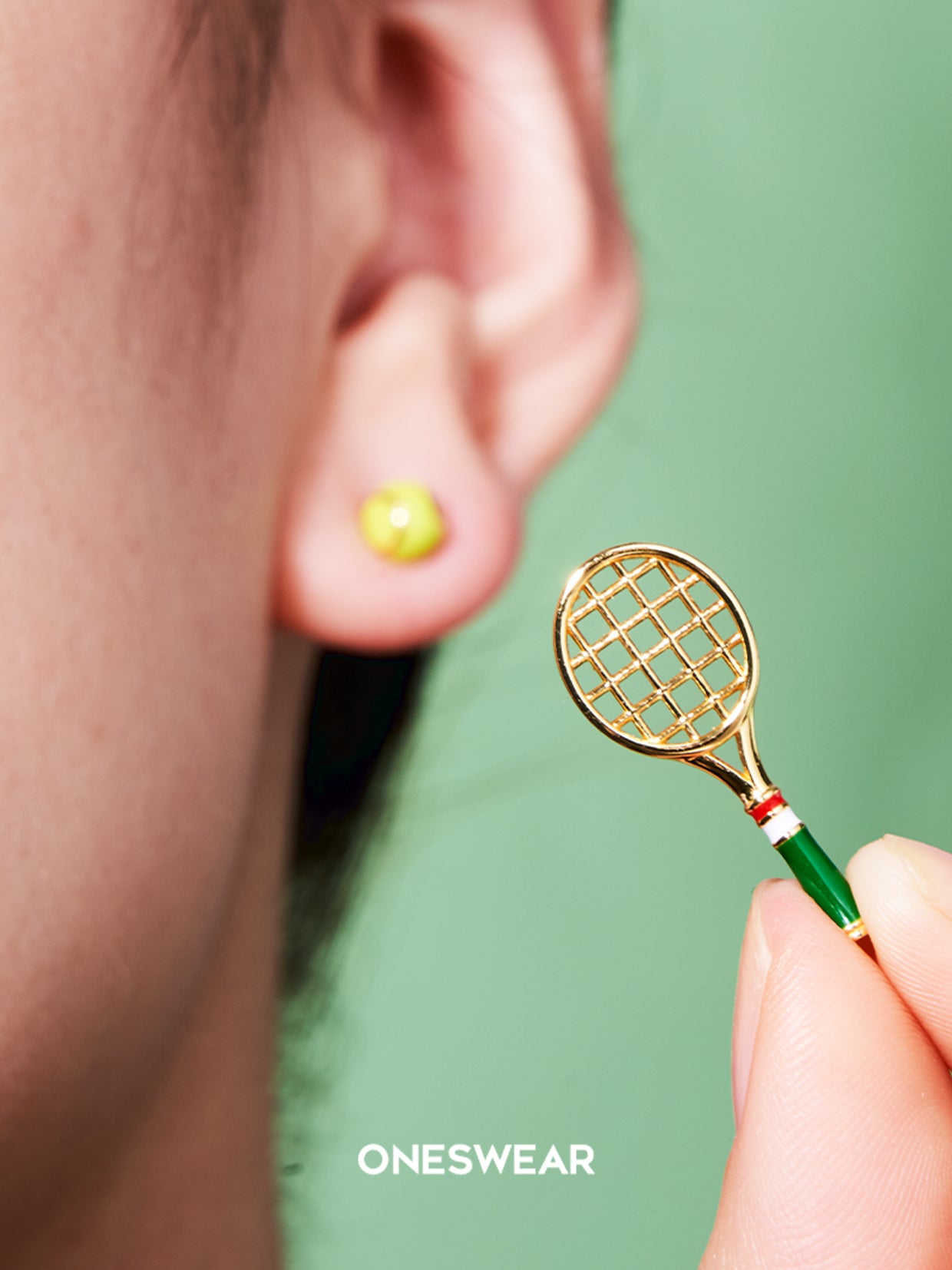 Tennis Racket & Ball Earring (2 pieces)
