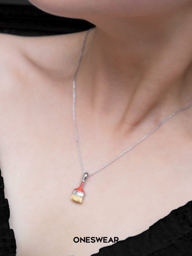 Red Paintbrush Necklace