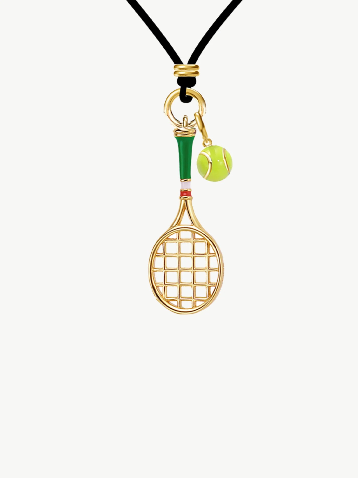 Yellow Gold Tennis Necklace with Leather Cord