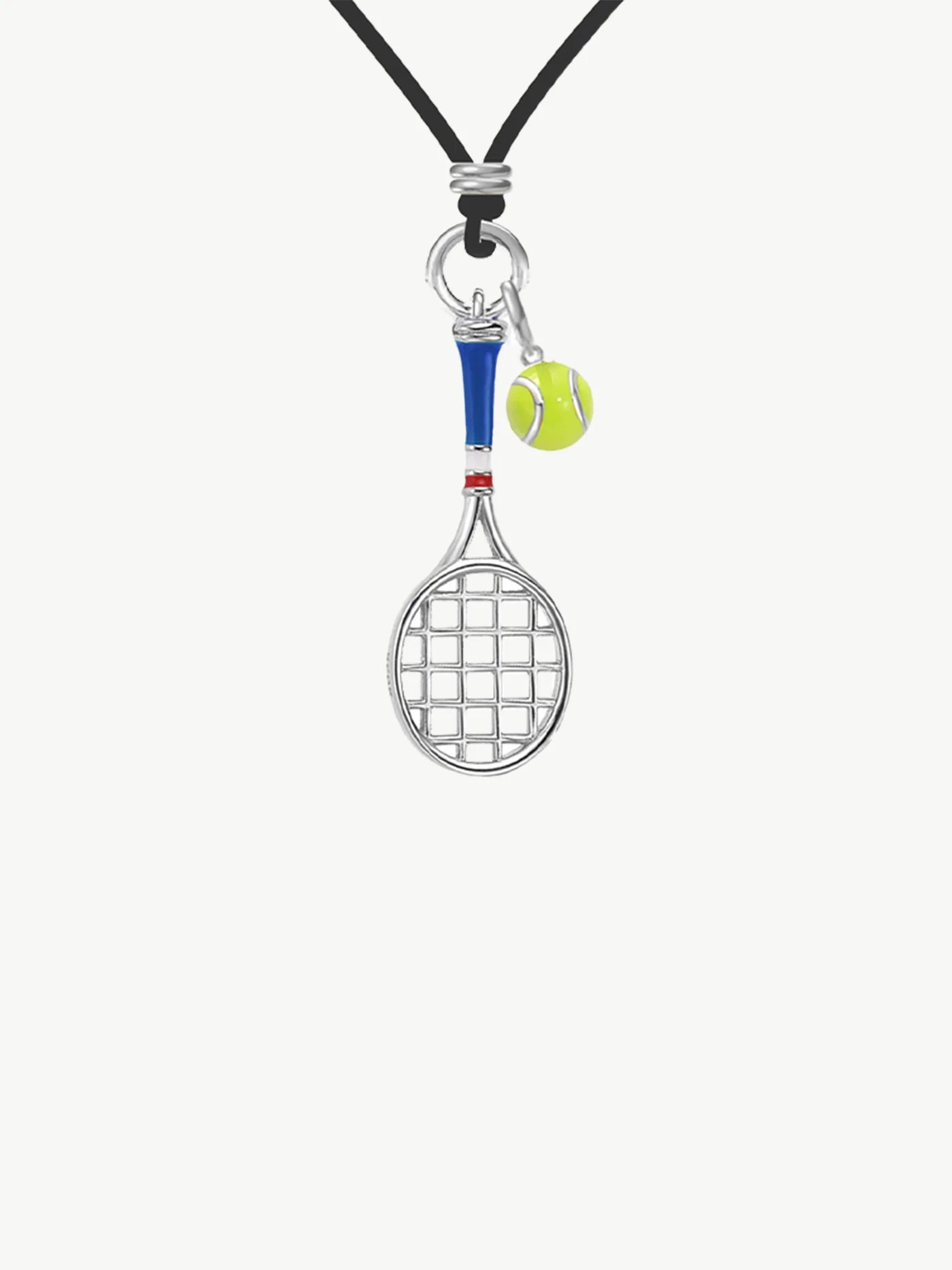 White Gold Tennis Necklace with Leather Cord
