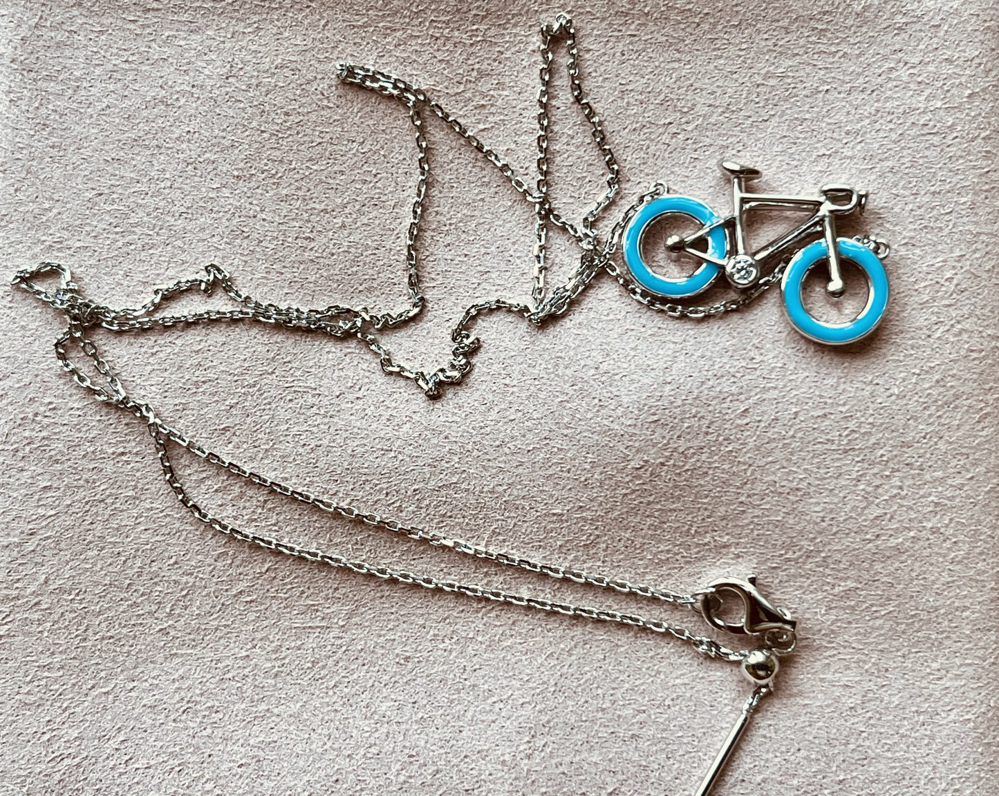 Blue & Silver Bicycle Necklace