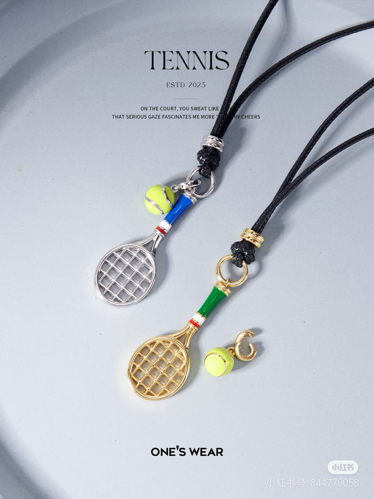 Yellow Gold Tennis Necklace with Leather Cord