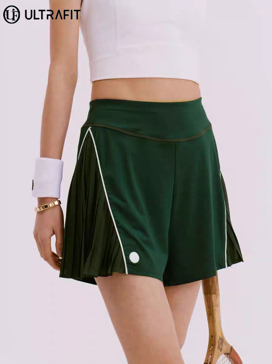 Green Pleated Active Skort