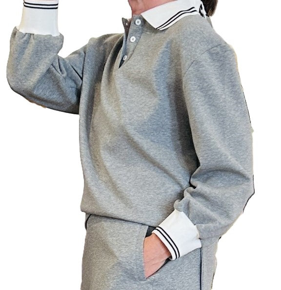 Heather Grey Polo Sweatshirt