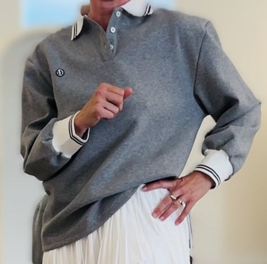 Heather Grey Polo Sweatshirt