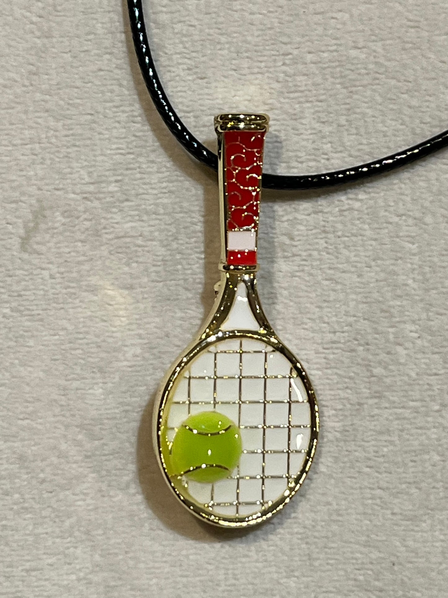 Fun tennis brooch and necklace