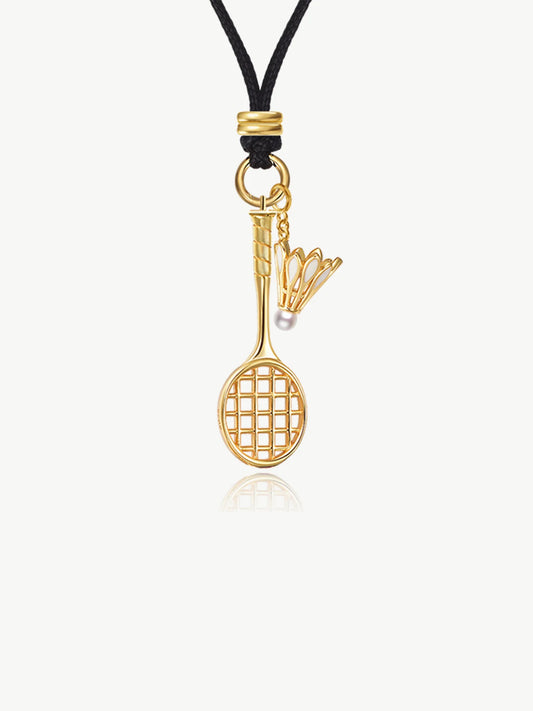 Gold & White Badminton Necklace