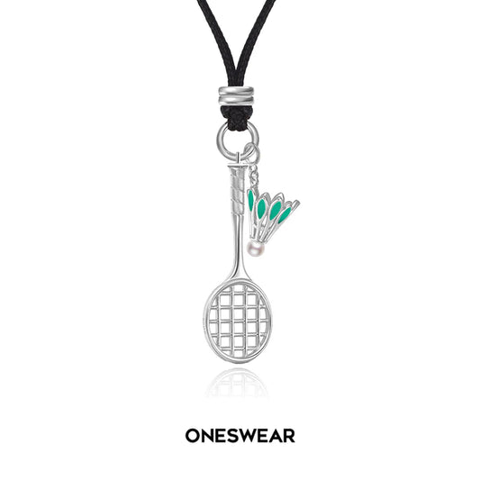 Silver & Green Badminton Necklace