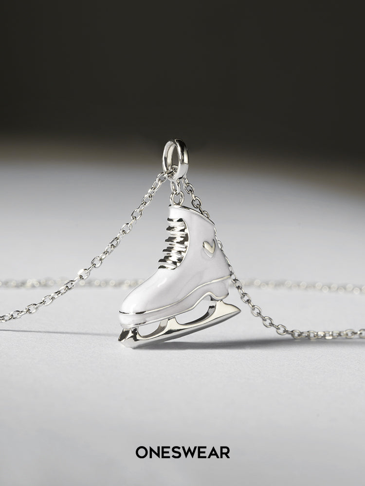 White Ice Skate Necklace